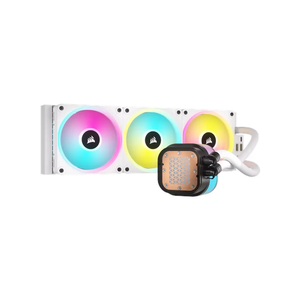 Corsair iCUE Link H150i RGB AIO Liquid Cooler, 360mm Radiator, Supports Intel, AMD Sockets, White, 1 Year Warranty | CW-9061006-WW