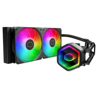 مُبرّد المعالج Cooler Master MasterLiquid Core II Series ARGB، مشعاع 240 مم، يدعم مقابس Intel و AMD، مراوح Rifle Bearing، أسود، ضمان سنة واحدة | MLW-D24M-A18PA-R1