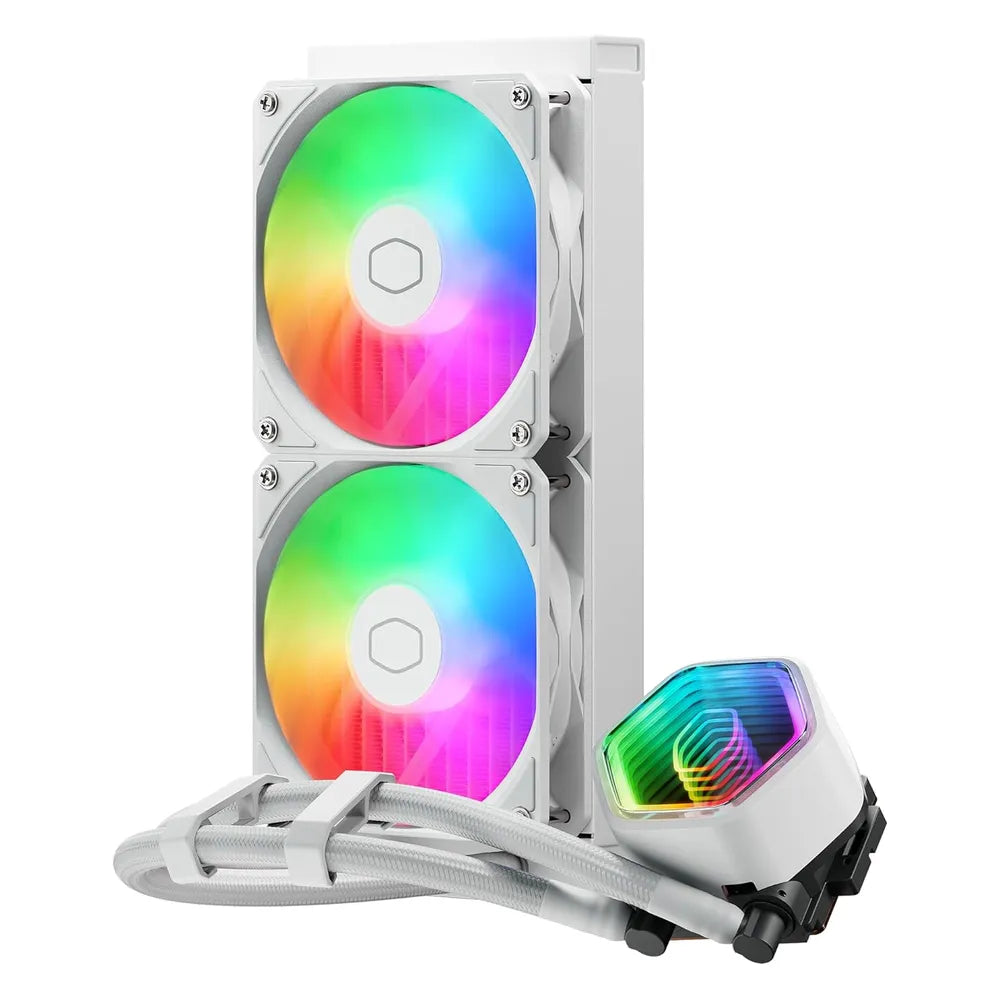 Cooler Master MasterLiquid Core II Series ARGB CPU Cooler, 240mm Radiator, Supports Intel, AMD Sockets, Rifle Bearing Fans, White, 1 Year Warranty | MLW-D24M-A18PA-RW