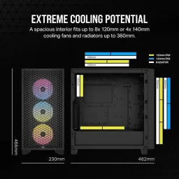 Cooler Master Elite 502 Mid Tower PC Casing، لوحة جانبية من الزجاج المقوى، Advanced Mesh Front Panel، يستوعب كرت شاشة حتى 410mm، USB 3.2 Gen 1، أبيض، ضمان سنة واحدة | E502-WGNN-S00
