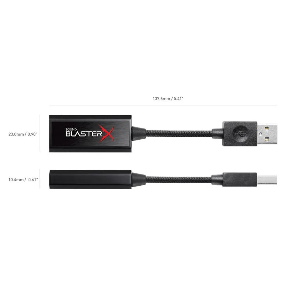بطاقة صوت إبداعية Sound BlasterX G1 7.1 محمولة، مكبر صوت لسماعات الرأس، محرك BlasterX الصوتي الاحترافي، USB-A، ضمان لمدة عام واحد | CL-SB-G1