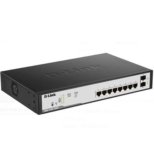 SWITCH DLINK 8 PORT GIGABIT POE MANAGED| DGS-F1100-10PS-E/B