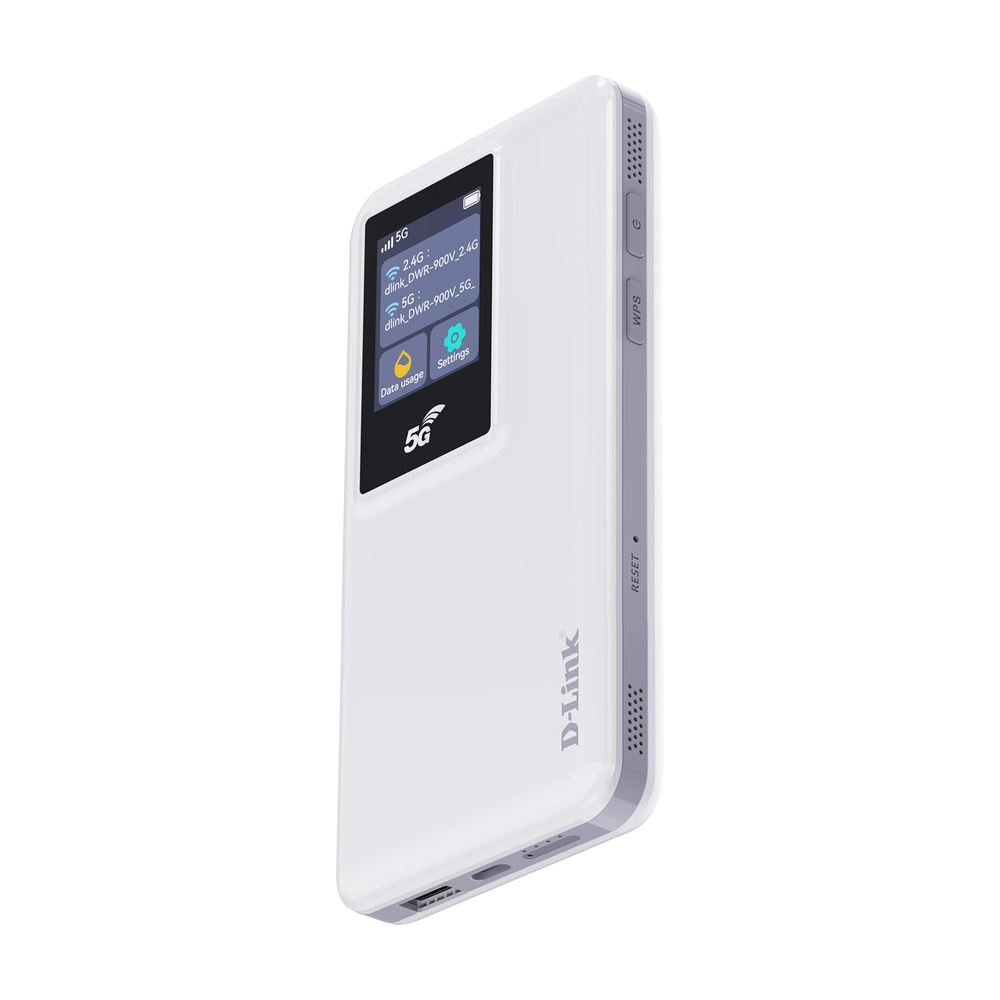 D-Link 5G Mi-Fi Router, Up To 4.6 Gbps Download Speed, Up To 1.25 Gbps Upload Speed, Dual Internal Antennas, Type-A/Type-C Power Bank Ports, Rechargeable 10000mAh Battery, 1 Year Warranty | DWR-900V