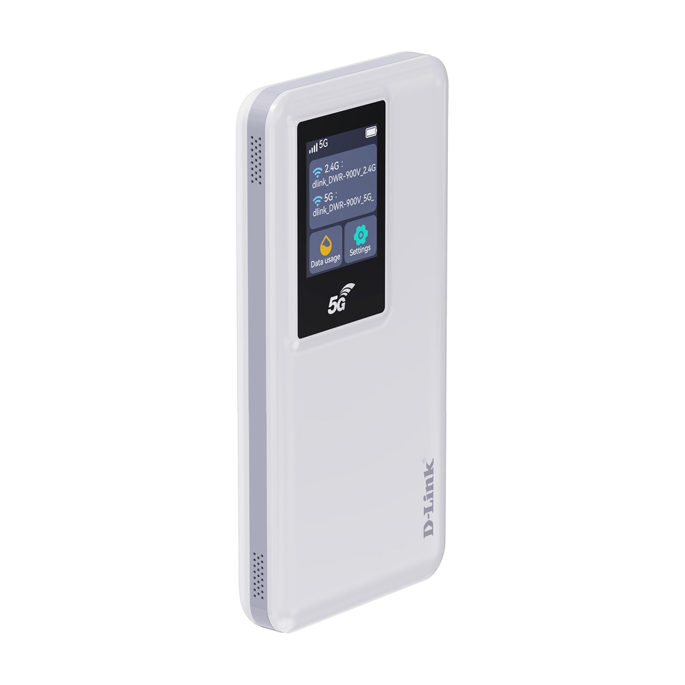 D-Link 5G Mi-Fi Router, Up To 4.6 Gbps Download Speed, Up To 1.25 Gbps Upload Speed, Dual Internal Antennas, Type-A/Type-C Power Bank Ports, Rechargeable 10000mAh Battery, 1 Year Warranty | DWR-900V