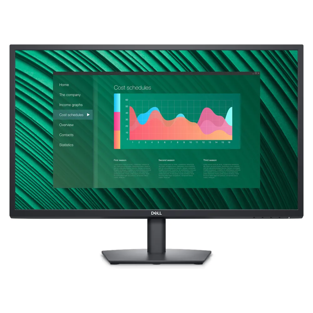 شاشة Dell مقاس 27 بوصة، دقة FHD (1920 × 1080)، 60 هرتز، مقاومة للتوهج، زمن استجابة 5 مللي ثانية (رمادي إلى رمادي)، منفذ DisplayPort، منفذ VGA، حامل قابل لتعديل الإمالة، لون أسود، ضمان 3 سنوات | E2723H