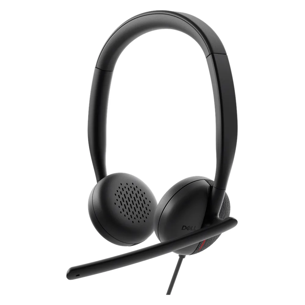 سماعة رأس Dell Pro Wired، USB-C، Analog Noise Cancellation مايكروفون، 28 mm Headphone Driver، Leatherette، Memory Foam Cushions، أسود، ضمان سنة واحدة | WH3024