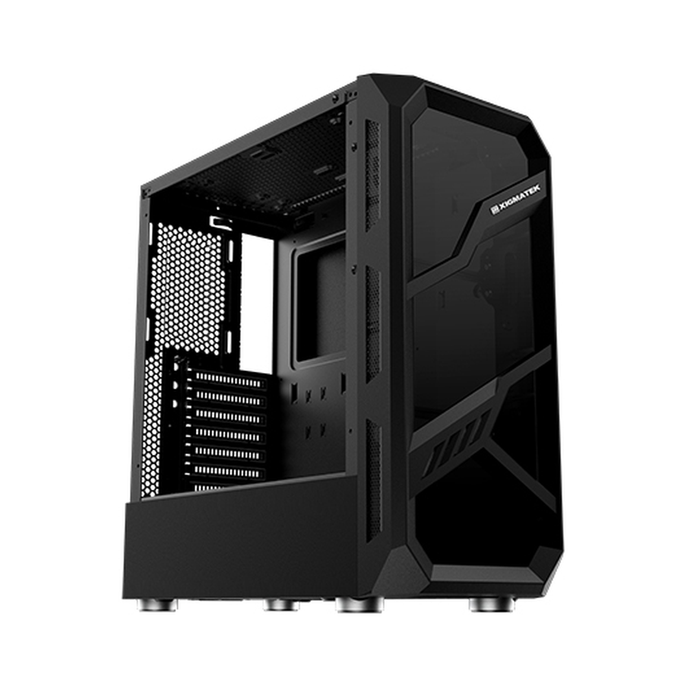 XIGMATEK LAMIYA ATX PC Case, Front & Left Tempered Glass Panels, 4 x X24A Fans, Galaxy II Fan Control Box & Remote, 330mm GPU Support, USB 3.0, Black, 1 Year Warranty | EN48113