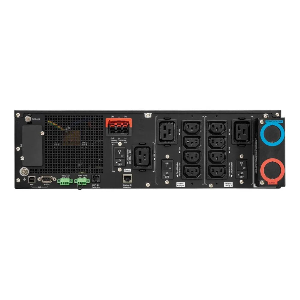 Eaton 9SX 5000i RT3U G2 UPS، بقدرة 5000 فولت أمبير، 5000 وات، عامل الشكل للتركيب بالرف/البرج 3U، شكل موجة خرج جيبية، شاشة LCD رسومية متعددة اللغات، بطارية حمض الرصاص محكمة الغلق، ضمان لمدة سنة واحدة | 9SX5KIRT3UG2