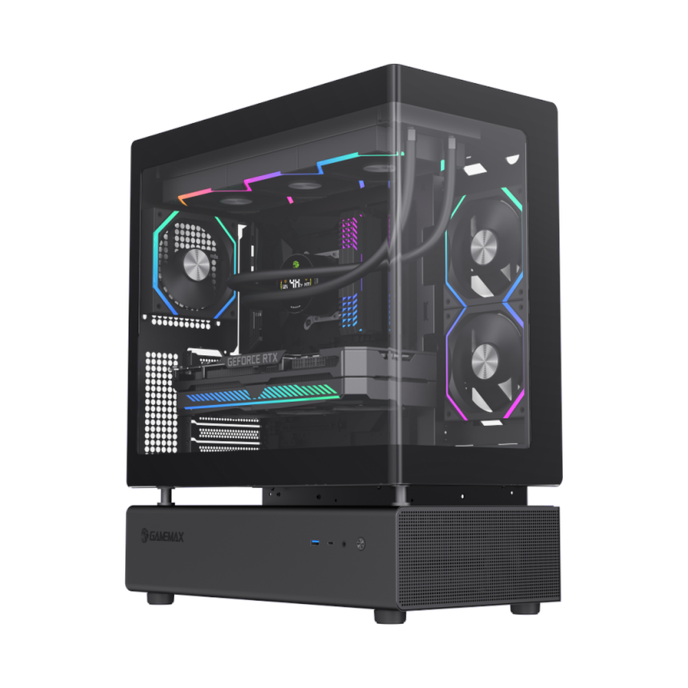 كيس كمبيوتر Gamemax N80 BK ATX، Front & Side Tempered Glass Panel، مراوح 270° cooling with 6 AR GB، يستوعب كرت شاشة حتى 415mm، USB 3.0، أسود، ضمان سنة واحدة | GM-N80BK