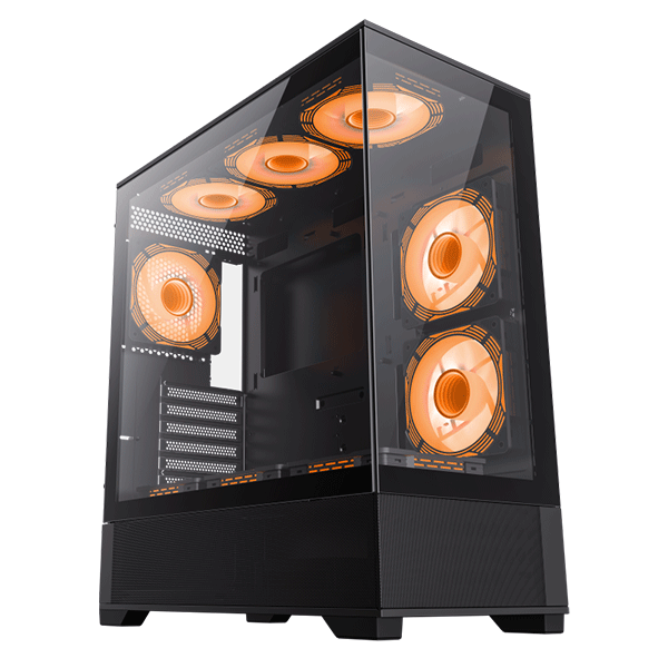 مروحة ATX CASE GAMEMAX VISTA AB BLACK WITH 6 | GM-VISTA-AB-BLK