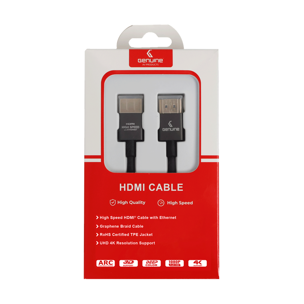 Genuine HDMI To HDMI Slim Cable, Version 2.0, Cable Length 1.8M, Supports 4K@60Hz, 1 Year Warranty | GN-HD1.8M2.0V-SB