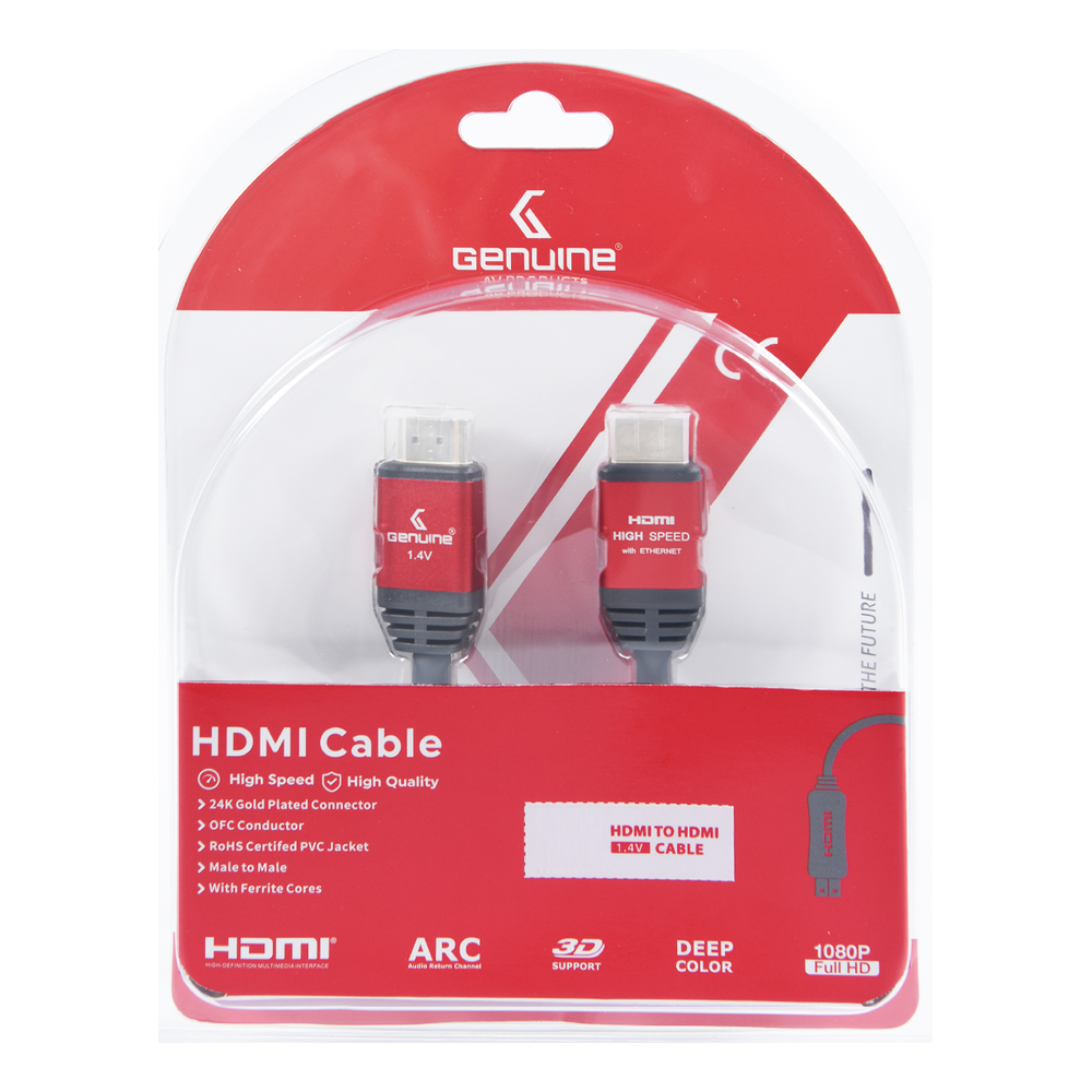 كابل HDMI إلى HDMI أصلي، إصدار 1.4، يدعم دقة 1080P، طول الكابل 5 متر، 2 × قلب من الفريت، ضمان سنة واحدة | GNHD5M14V