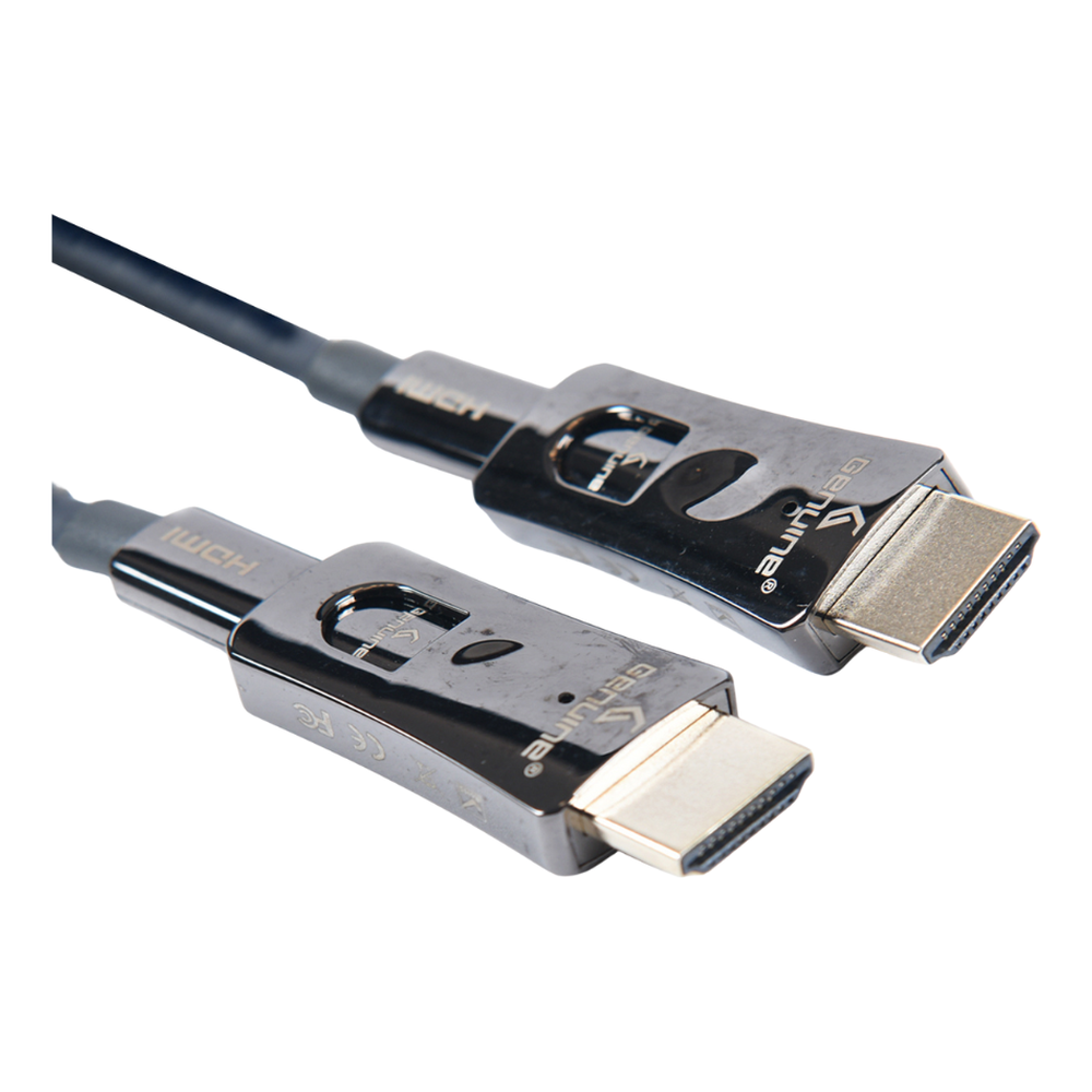 كابل ألياف ضوئية أصلي HDMI إلى HDMI، طول 200 متر، 4K @ 60Hz (2.0V)، غطاء من سبائك الزنك، قطر خارجي 5.0 ملم، غلاف PVC، ضمان سنة واحدة | GNHDFO200M2V