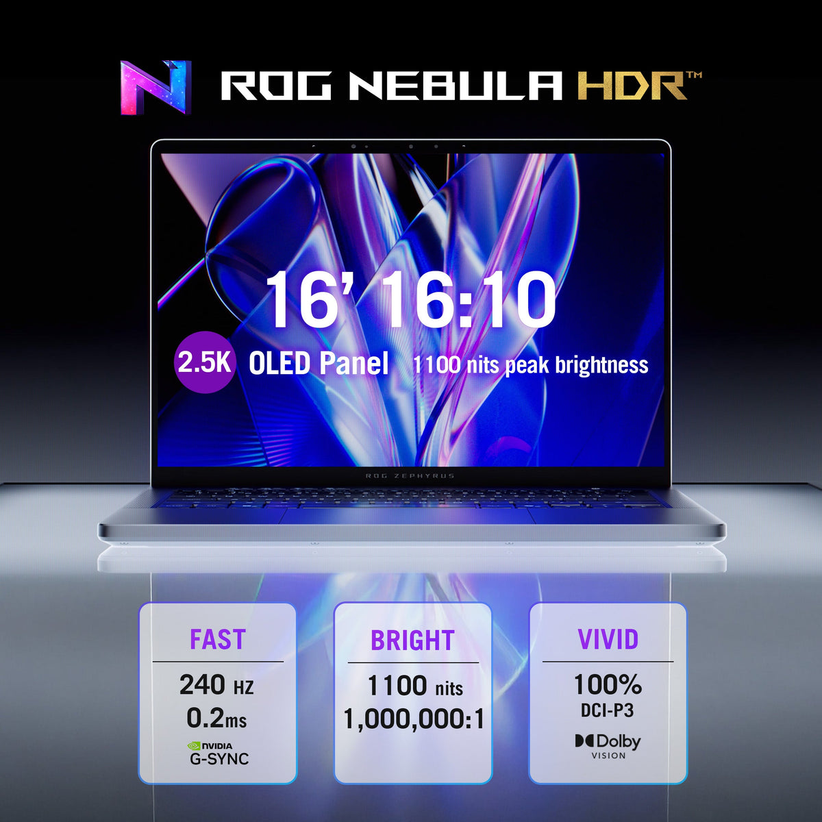 Asus ROG Zephyrus G16 Gaming Laptop, Intel Core Ultra 9 386H Processor, 64GB RAM, 1TB SSD, 12GB RTX 5070 Ti Graphics, 16" 2.5K WQXGA OLED 240Hz Display, Windows 11 Home, Backlit RGB English & Arabic Keyboard, 1 Year Warranty | GU606AR-TB108W