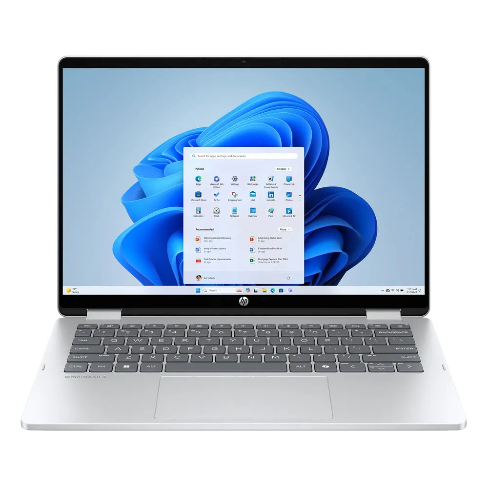 لابتوب HP OmniBook 5 14-FP0000 فليب 2 في 1، معالج Intel Core i5-1334U، ذاكرة وصول عشوائي (RAM) سعة 8 جيجابايت، قرص صلب SSD سعة 512 جيجابايت، شاشة لمس WUXGA مقاس 14 بوصة، ويندوز 11 هوم، لوحة مفاتيح إنجليزية وعربية، ضمان سنة واحدة | C18A6EA