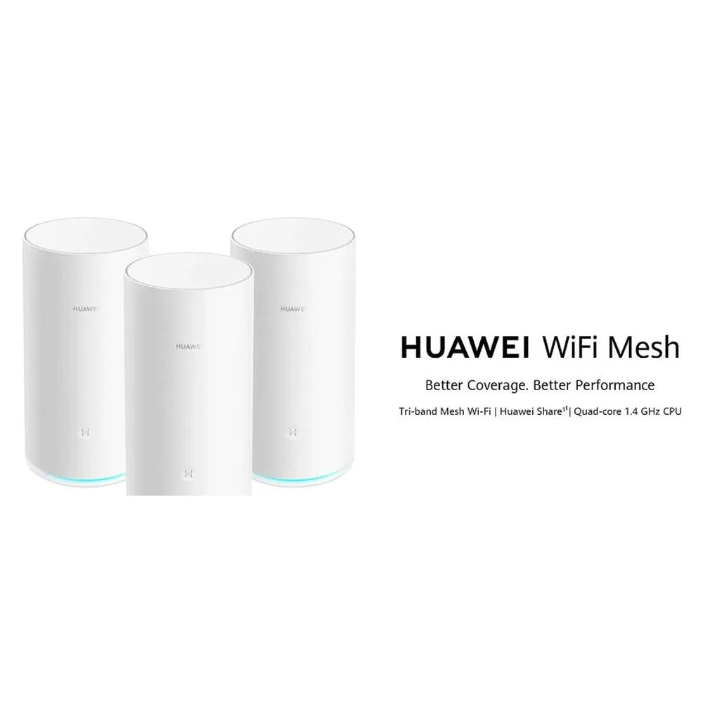 راوتر شبكة Wi-Fi ثلاثي النطاق AC2200 من هواوي، واي فاي 2.4/5 جيجاهرتز، ايثرنت 1000 ميجابت في الثانية، سرعة لاسلكية 2134 ميجابت في الثانية، أبيض، ضمان لمدة عام واحد | HUW-WS5800-20