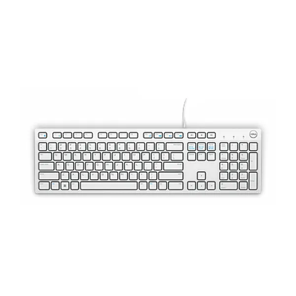 لوحة مفاتيح Dell KB216 Wired، Membrane Chiclet-Style Keys، Dedicated Multimedia Keys، 1.8m Cable Length، أبيض، ضمان سنة واحدة | KB216-EN-W