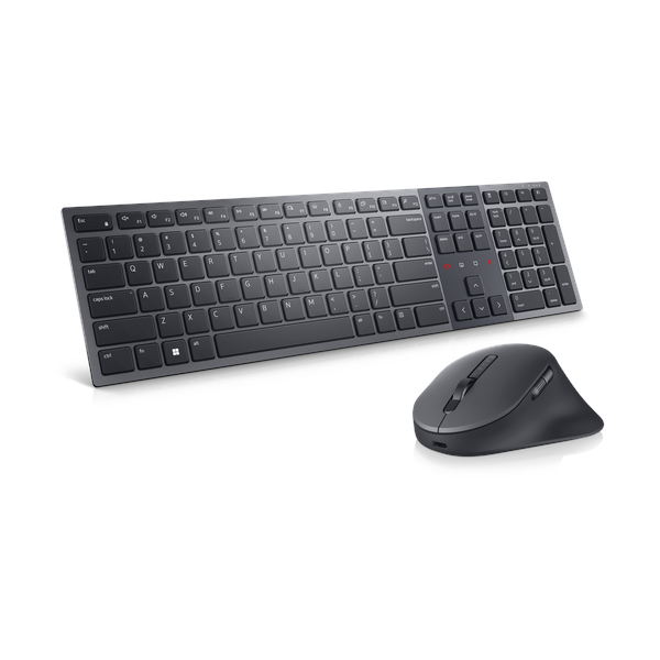 Dell KM900 Premier Collaboration Keyboard & Mouse Combo, Wireless, Bluetooth, 100% Keyboard Layout, Smart Backlighting, Scissor-switch, low-profile, 7 Programmable Mouse Buttons, 800-8000 DPI Track-on-Glass Mouse Sensor, Contoured, Right-Handed Mouse