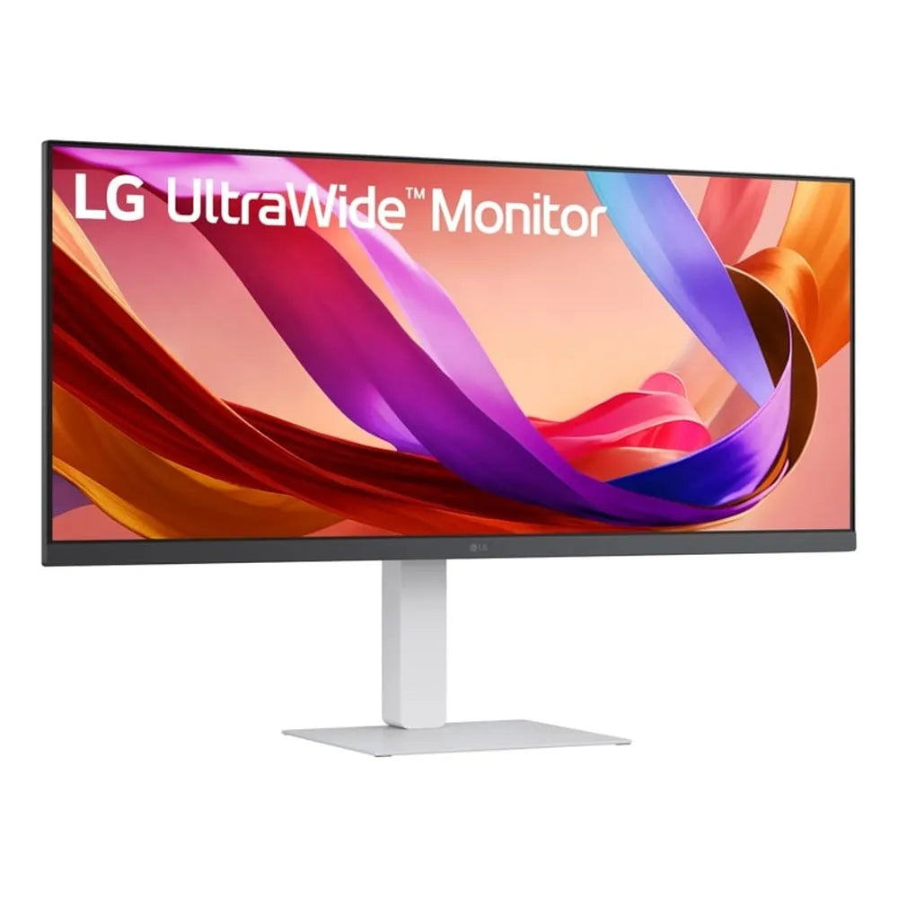 شاشة LG 34U530A-W UltraWide، دقة WFHD مقاس 34 بوصة (2560 × 1080)، 100 هرتز، مضادة للتوهج، وقت استجابة 5 مللي ثانية (GtG)، HDMI، DisplayPort، USB-C، حامل قابل للإمالة/تعديل الارتفاع، أبيض، ضمان لمدة عام | LG34U530A-W