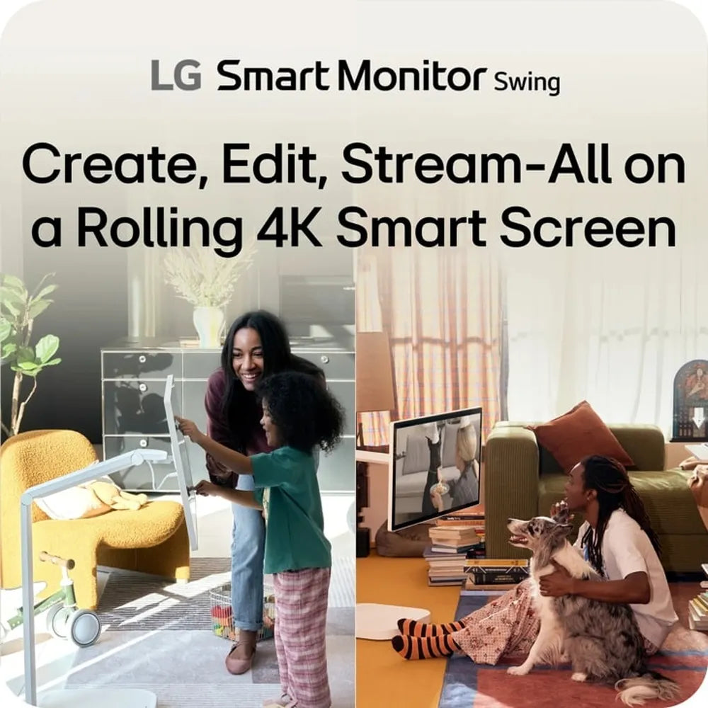 شاشة LG الذكية المتنقلة 4K IPS تعمل باللمس مقاس 32 بوصة UHD (3840 x 2160) بدقة 60 هرتز، مضادة للتوهج، وقت استجابة 5 مللي ثانية (GtG)، بمنفذ HDMI، ومنفذ DP، وقاعدة قابلة للتعديل للإمالة/الارتفاع/الدوران/المحور، لون أبيض، ضمان لمدة سنة | 32U889SA-WAMA