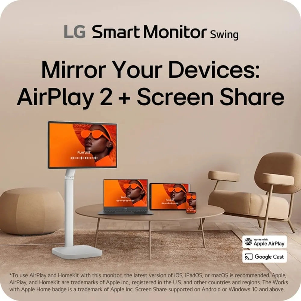 شاشة LG الذكية المتنقلة 4K IPS تعمل باللمس مقاس 32 بوصة UHD (3840 x 2160) بدقة 60 هرتز، مضادة للتوهج، وقت استجابة 5 مللي ثانية (GtG)، بمنفذ HDMI، ومنفذ DP، وقاعدة قابلة للتعديل للإمالة/الارتفاع/الدوران/المحور، لون أبيض، ضمان لمدة سنة | 32U889SA-WAMA