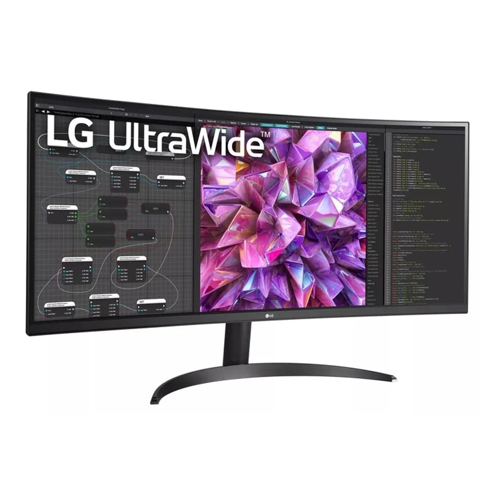 شاشة LG UltraWide ذكية مع وحدة تحكم مزدوجة وتحكم على الشاشة، دقة WQHD مقاس 34 بوصة (3440 × 1440)، 60 هرتز، مضادة للتوهج، زمن استجابة 5 مللي ثانية (رمادي إلى رمادي)، HDMI، منفذ عرض، حامل قابل للتعديل بالإمالة، أسود، ضمان لمدة عام | 34WQ60C-B