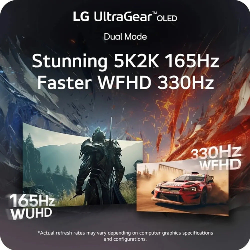 شاشة LG UltraGear OLED منحنية 5K2K، دقة WUHD (5120 × 2160) بحجم 45 بوصة، 165 هرتز، مضادة للتوهج، زمن استجابة 0.03 مللي ثانية (GtG)، HDMI، منفذ عرض، USB-C، حامل قابل للتعديل بالإمالة/الارتفاع/الدوران، أسود، ضمان لمدة سنة واحدة | 45GX950A-BAMA