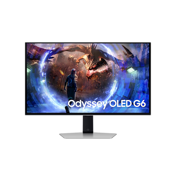 شاشة سامسونج LS27DG602SMXUE 27 بوصة أوديسي OLED G6 G60SD للألعاب بدقة QHD (2560 × 1440)، 360 هرتز، HDMI، DP، قابلة لتعديل الارتفاع/الإمالة/الدوران/المحور، فضي، ضمان لمدة 3 سنوات | LS27DG602SMXUE