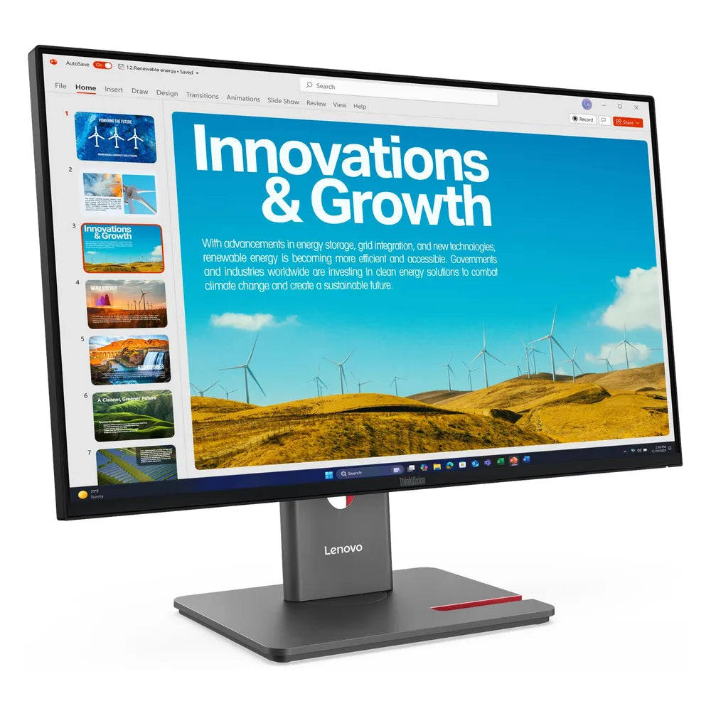 شاشة Lenovo ThinkVision P24QD-40 بحجم 23.8 بوصة QHD (2560 × 1440) ومعدل تحديث 120 هرتز، مضادة للتوهج، وزمن استجابة 4 مللي ثانية GtG، ومنافذ HDMI، DP، وUSB-C، مع حامل قابل للتعديل بالكامل، لون أسود، ضمان لمدة 3 سنوات | 64B1GAT1UK