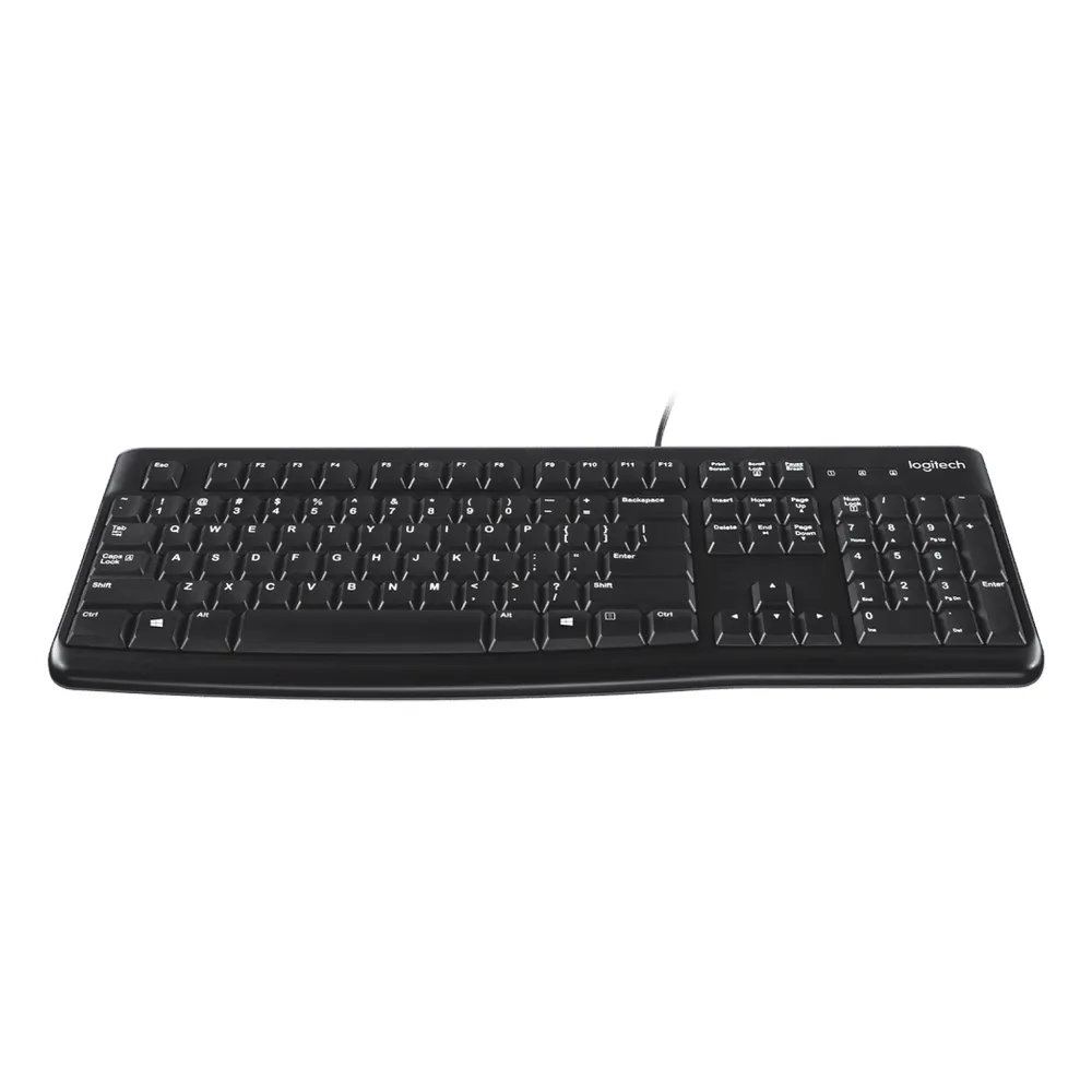 لوحة مفاتيح Logitech K120 Wired، USB، تصميم Spill-Resistant، تخطيط لوحة مفاتيح كامل 100%، Deep Profile Keys، 10-Key Number Pad، أسود، ضمان سنة واحدة | 920-002508