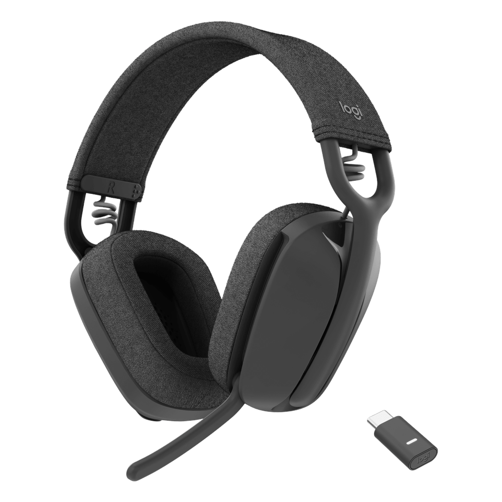 سماعة رأس Logitech ZONE VIBE Wireless، USB، بلوتوث، Dual Omni-Directional مايكروفون، 40 mm Headphone Driver، رمادي جرافيت، ضمان سنة واحدة | 981-001157