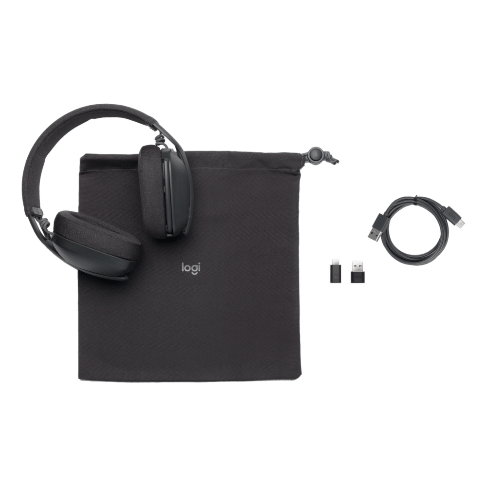 سماعة رأس Logitech ZONE VIBE Wireless، USB، بلوتوث، Dual Omni-Directional مايكروفون، 40 mm Headphone Driver، رمادي جرافيت، ضمان سنة واحدة | 981-001157