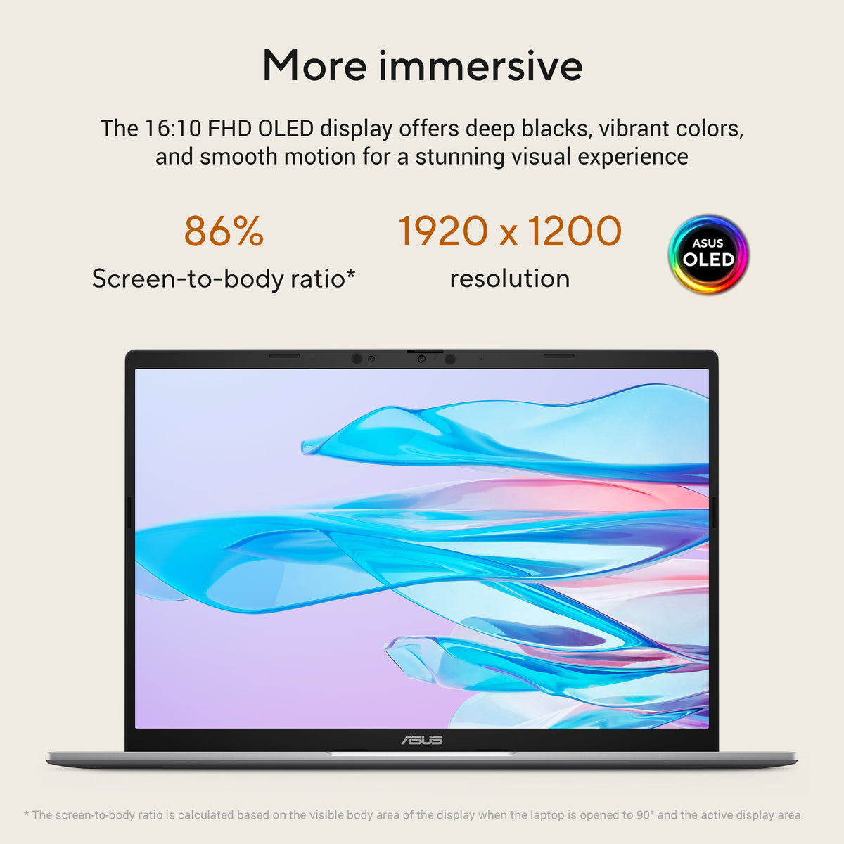 Asus Vivobook S14 Laptop, AMD Ryzen AI 5 330 Processor, 16GB RAM, 512GB SSD, 14.0" WUXGA OLED Display, Windows 11 Home, Backlit English & Arabic Keyboard, 1 Year Warranty | M3407KA-SF012W
