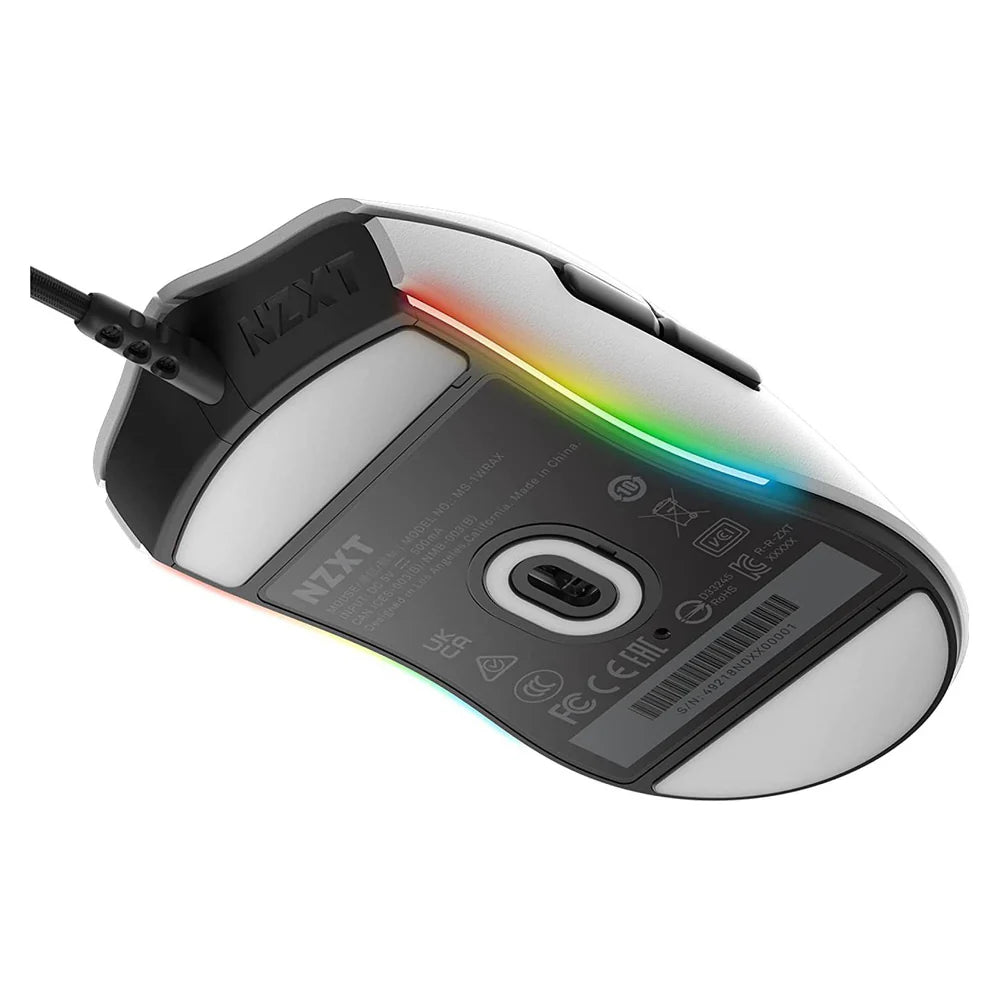 NZXT Lift Ambidextrous Wired Gaming Mouse, 2m USB 2.0 Cable, 6 Buttons, Omron Mechanical Switches, 16000 DPI Optical Sensor, White, 1 Year Warranty | MS-1WRAX-WM