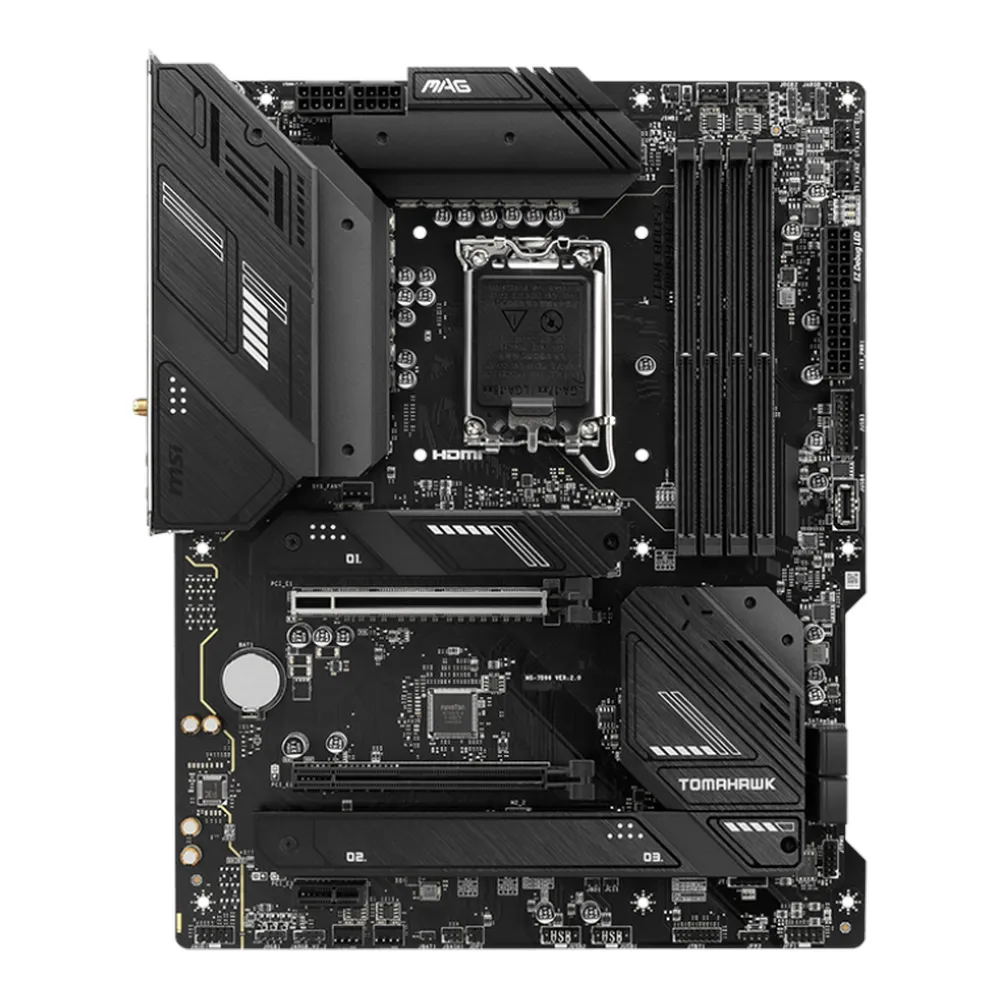 MSI MAG B760 Tomahawk WIFI Gaming Motherboard, LGA1700 Socket, ATX Form Factor, DDR5 Ram, PCIe 5.0, USB 20Gbps, HDMI, DP, Wi-Fi 6E, Bluetooth, Realtek 2.5Gb Ethernet, M.2 Shield Frozr, Heavy Plated VRM Heatsink, 1 Year Warranty | 911-7D96-024