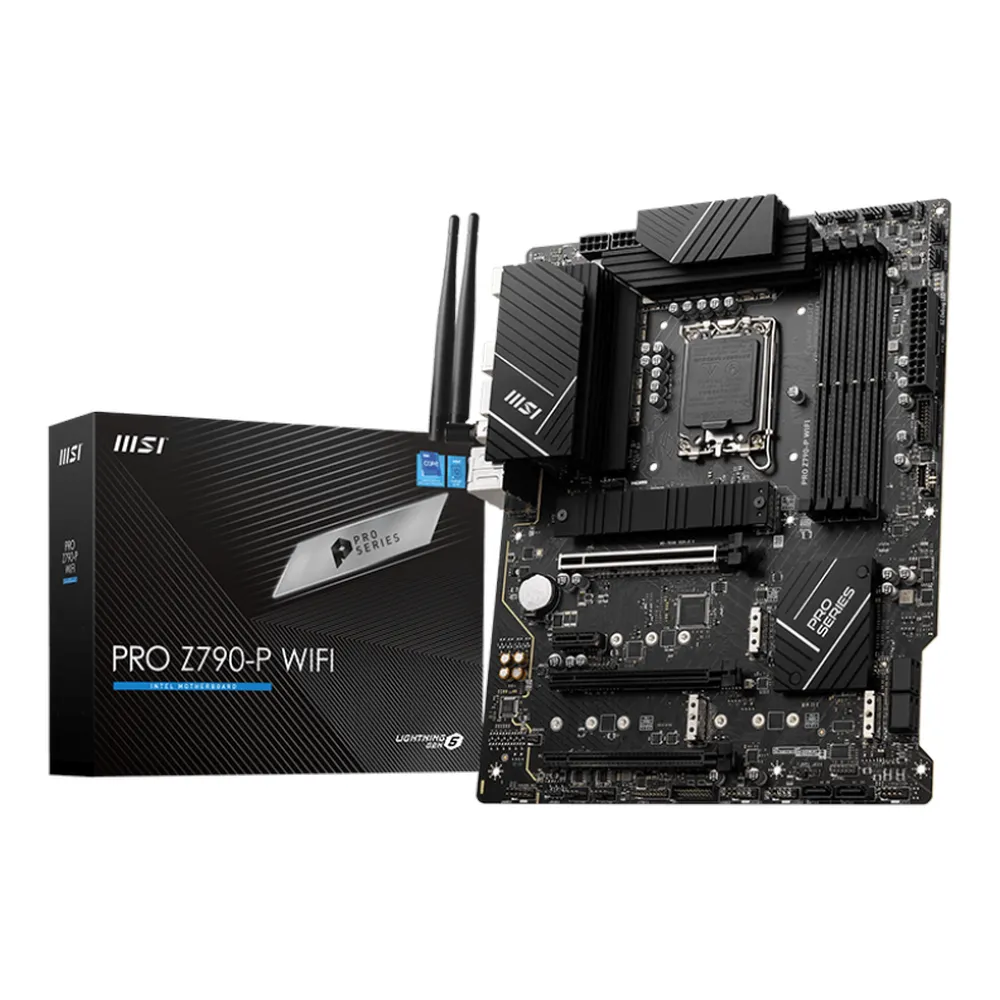 MSI PRO Z790-P WIFI Gaming Motherboard, LGA1700 Socket, ATX Form Factor, DDR5 Ram, PCIe 5.0, USB 20Gbps, HDMI, DP, Wi-Fi 6E, Bluetooth, Intel 2.5Gb Ethernet, M.2 Shield Frozr, Heavy Plated VRM Heatsink, 1 Year Warranty | 911-7E06-073