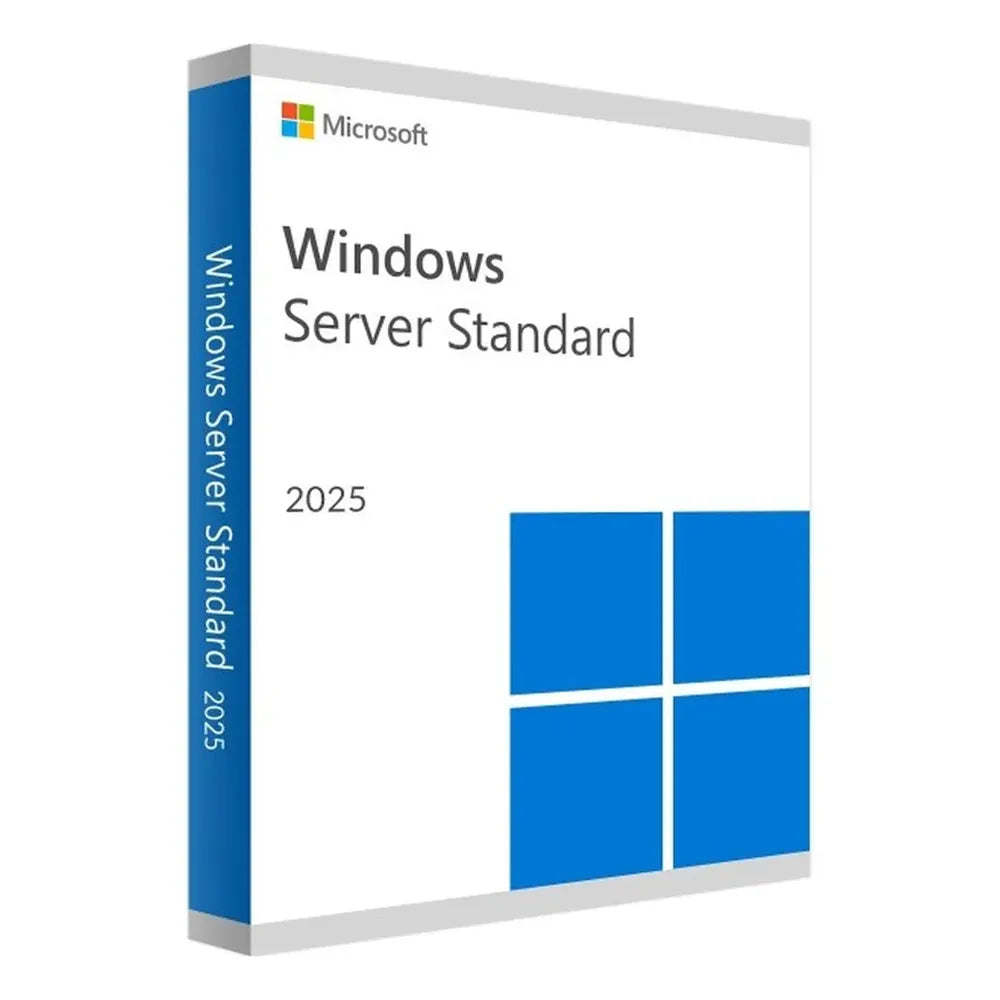 Microsoft Windows Server 2025 Standard Edition OEM, ترخيص 16 نواة، معالج Intel x84-64 1.4 جيجاهرتز، ذاكرة وصول عشوائي 512 ميجابايت، مساحة تخزين 32 جيجابايت، DVD-ROM | EP2-25187