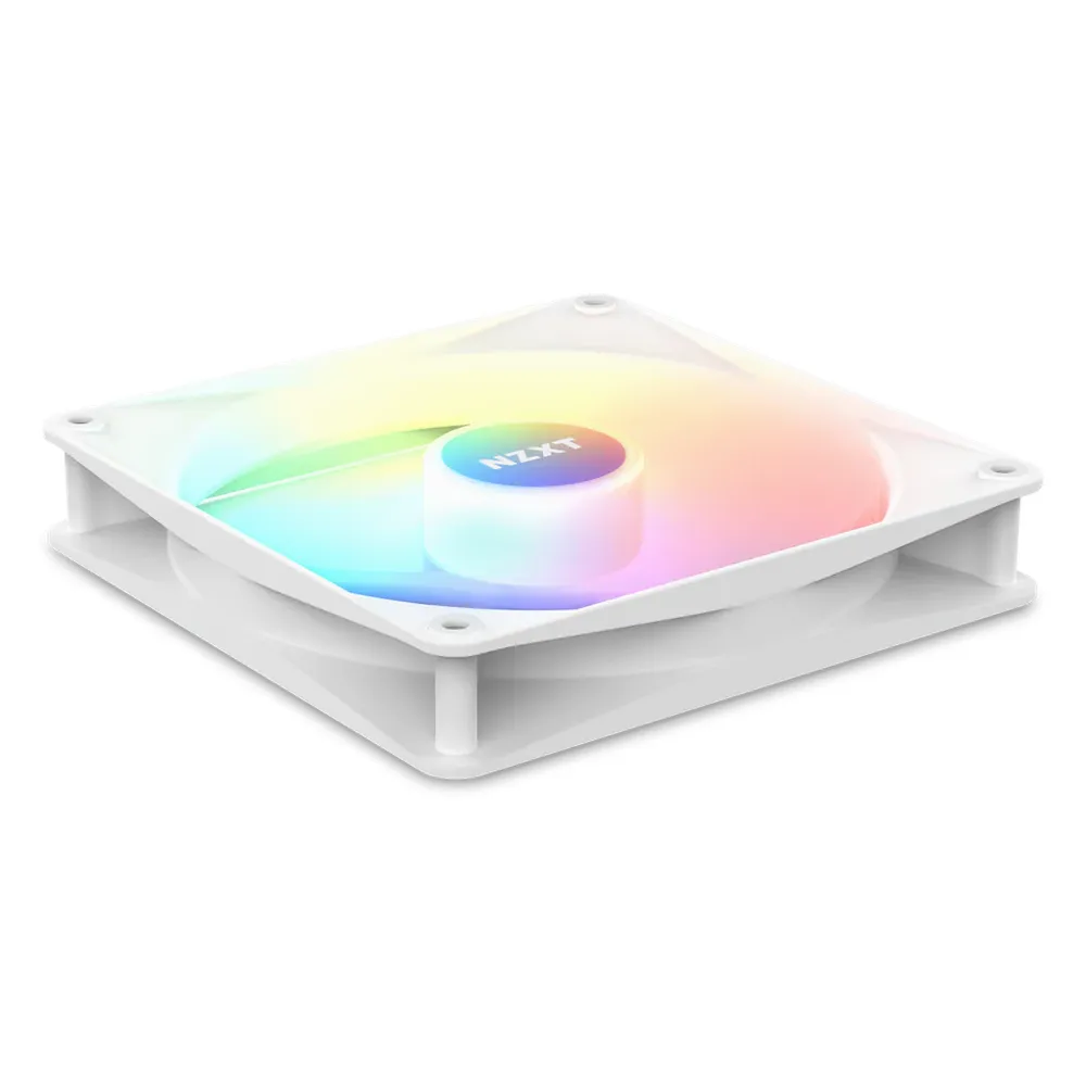 NZXT F140 RGB Core Case Fans with RGB Controller, Pack Of 2, Fluid Dynamic Bearing, 140mm Fan Size, 1800 rpm Fan Speed, 8 Individually Addressable LEDs, White, 1 Year Warranty | RF-C14DF-W1