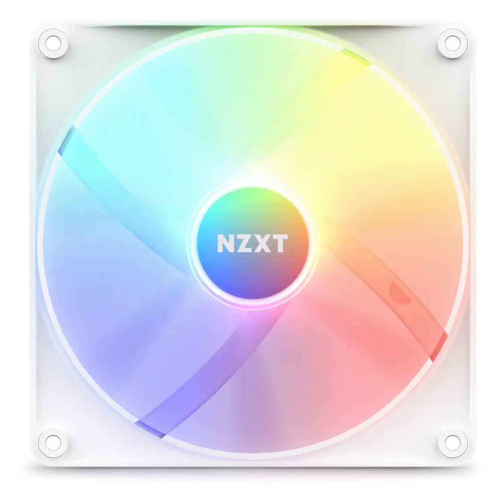 مروحة هيكل NZXT F140 RGB Core، تحمل ديناميكي للسائل، حجم المروحة 140 ملم، سرعة المروحة 1800 دورة في الدقيقة، 8 مصابيح LED قابلة للعنونة بشكل فردي، أبيض، ضمان لمدة سنة | RF-C14SF-W1