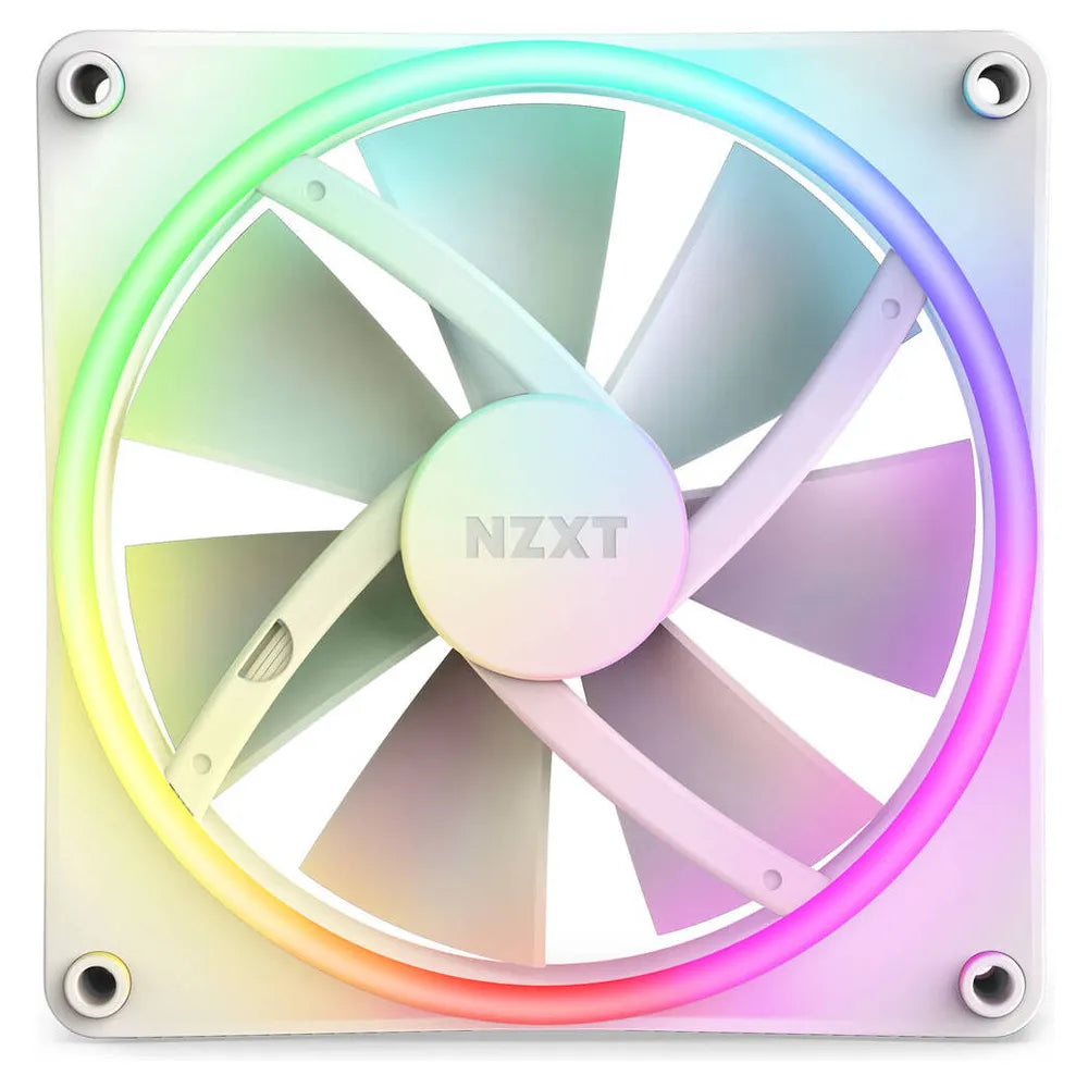 كيس كمبيوتر NZXT F140 RGB Duo Fans with RGB Controller، عبوة من 2، محامل Fluid Dynamic، مروحة قياس 140mm، سرعة مروحة 1800 دورة/دقيقة، إضاءة RGB قابلة للبرمجة، أبيض، ضمان سنة واحدة | RF-D14DF-W1