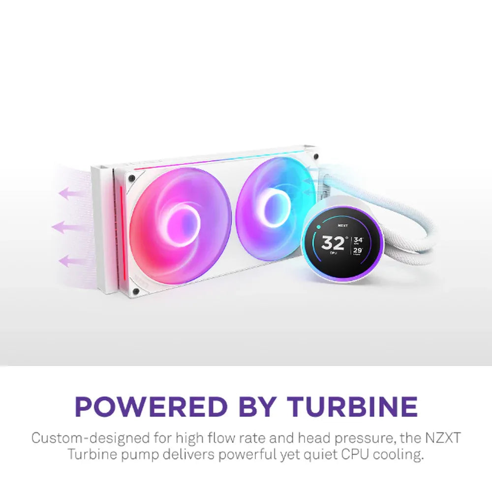 NZXT Kraken Elite 280 RGB Liquid CPU Cooler, 2.72" IPS Display, Supports Intel, AMD Sockets, F280 RGB Core Fan, NZXT Turbine Pump, White, 1 Year Warranty | RL-KR28E-W2