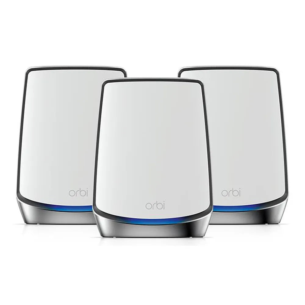 جهاز راوتر Netgear Orbi 850 Series ثلاثي النطاق بتقنية WiFi 6، سرعة إيثرنت تصل إلى 2 جيجا، سرعة لاسلكية 6 جيجابت في الثانية، ضمان لمدة سنة | RBK853-100EUS