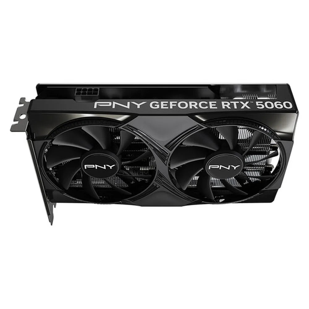 PNY GeForce RTX 5060 OC Dual Fan Graphics Card, GDDR7 8GB 128-bit Memory, HDMI & DP Outputs, PCI Express 5.0, 2535 MHz Engine Clock, 28 Gbps Memory Clock, 1 Year Warranty | VCG50608DFXPB1-O