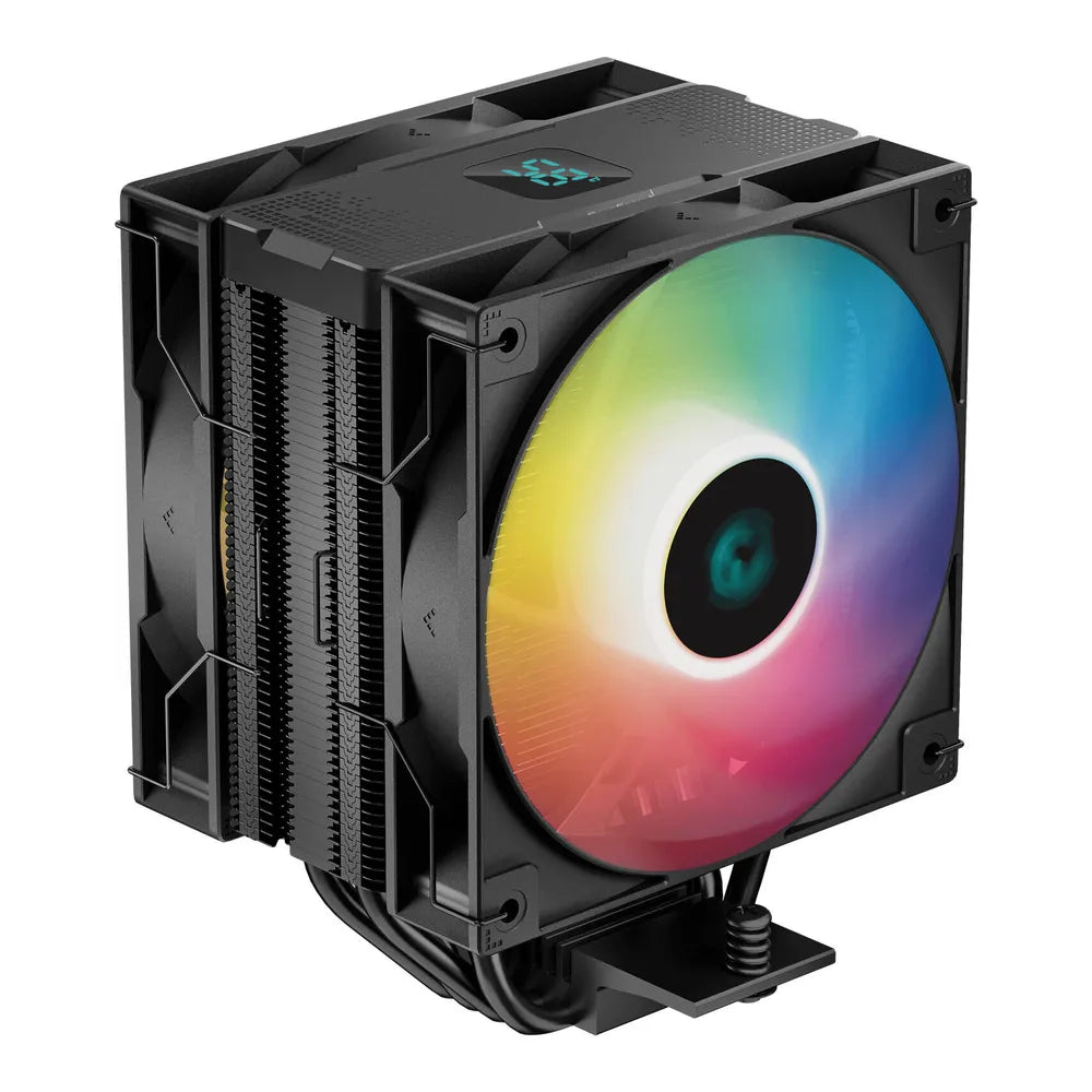 مبرد وحدة المعالجة المركزية DeepCool AG400 Digital Plus ARGB، 4 أنابيب حرارية، شاشة عرض الحالة في الوقت الفعلي، يدعم مقابس Intel و AMD، لون أسود، ضمان لمدة عام | R-AG400-BKADMP-G-1
