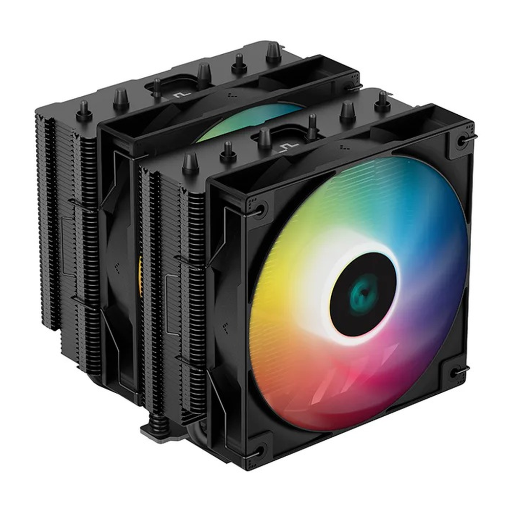 DeepCool AG620 BK ARGB ARGB Air Cooler, 6 x Heatpipes, 2 x RGB Fans, Nickel Plated, Supports Intel, AMD Sockets, Black, 1 Year Warranty | R-AG620-BKANMN-G-2