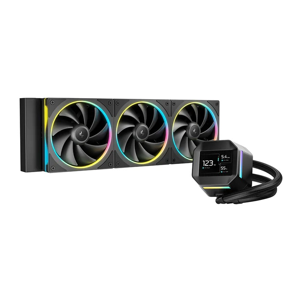 DeepCool LM360 ARGB Liquid Cooler, 2.4' IPS LCD Display, Supports Intel, AMD Sockets, Black, 1 Year Warranty | R-LM360-BKDMMC-1