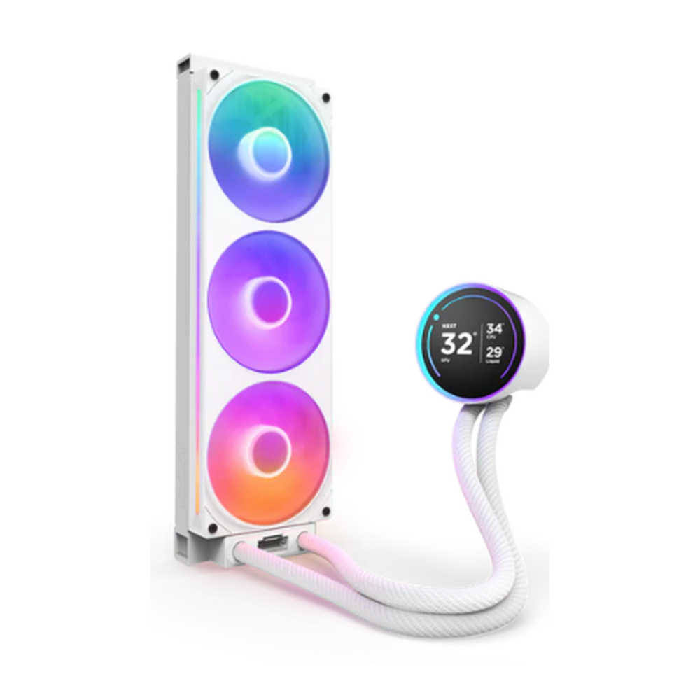 NZXT Kraken Elite 360 RGB AIO Liquid Cooler, 2.72" IPS Display, Supports Intel, AMD Sockets, F360 RGB Core Fan, White, 1 Year Warranty | RL-KR36E-W2