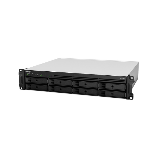 Synology RackStation RS1221RP+ 8-فتحة صندوق تخزين متصل بالشبكة (NAS)، معالج AMD Ryzen V1500B، ذاكرة وصول عشوائي (RAM) سعة 4 جيجابايت، 211.35 وحدة حرارية بريطانية/ساعة، محرك أقراص قابل للتبديل السريع، RJ-45، USB 3.2، eSATA، ضمان لمدة عام | RS1221RP+