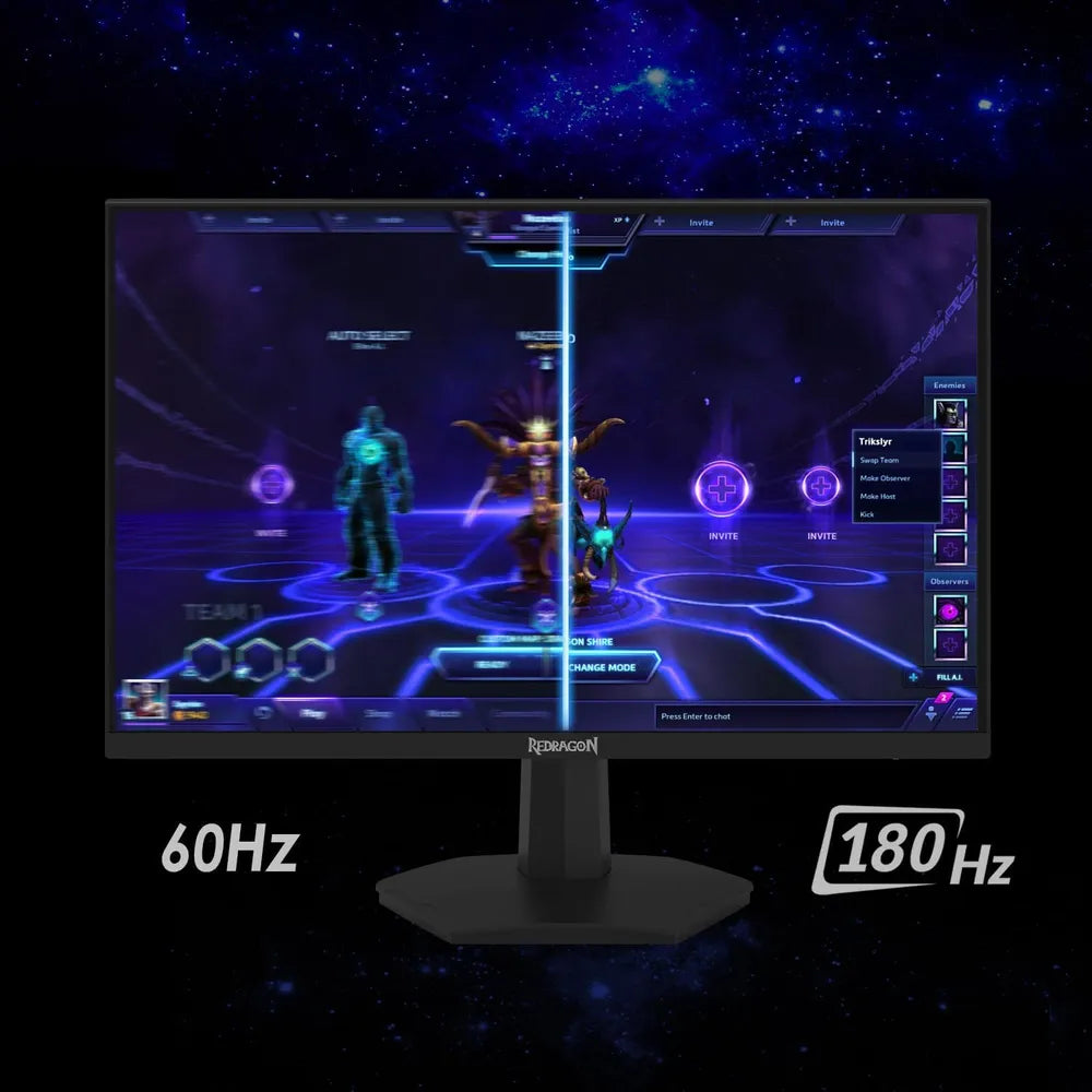 Redragon AZUR-III Gaming Monitor, 24" FHD (1920 x 1080) Resolution, 200Hz, Anti-glare, 1ms Response Time, HDMI, DP, Tilt Adjustable Stand, Black, 1 Year Warranty | GM24X5IPS