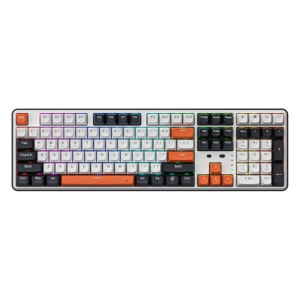 Redragon K689 Wyvern Pro Wireless Mechanical Gaming Keyboard, Full-size Layout, 2.4 GHz, Bluetooth 3.0/5.0 & USB-C Wired, Mint Mambo Linear Switches, RGB Backlight, 4000mAh Battery, Black, 1 Year Warranty | K689WBO-RGB-PRO